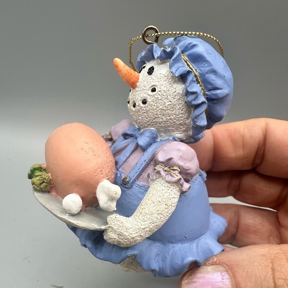 Charming Snowman Holiday Ornament in Blue and Pink